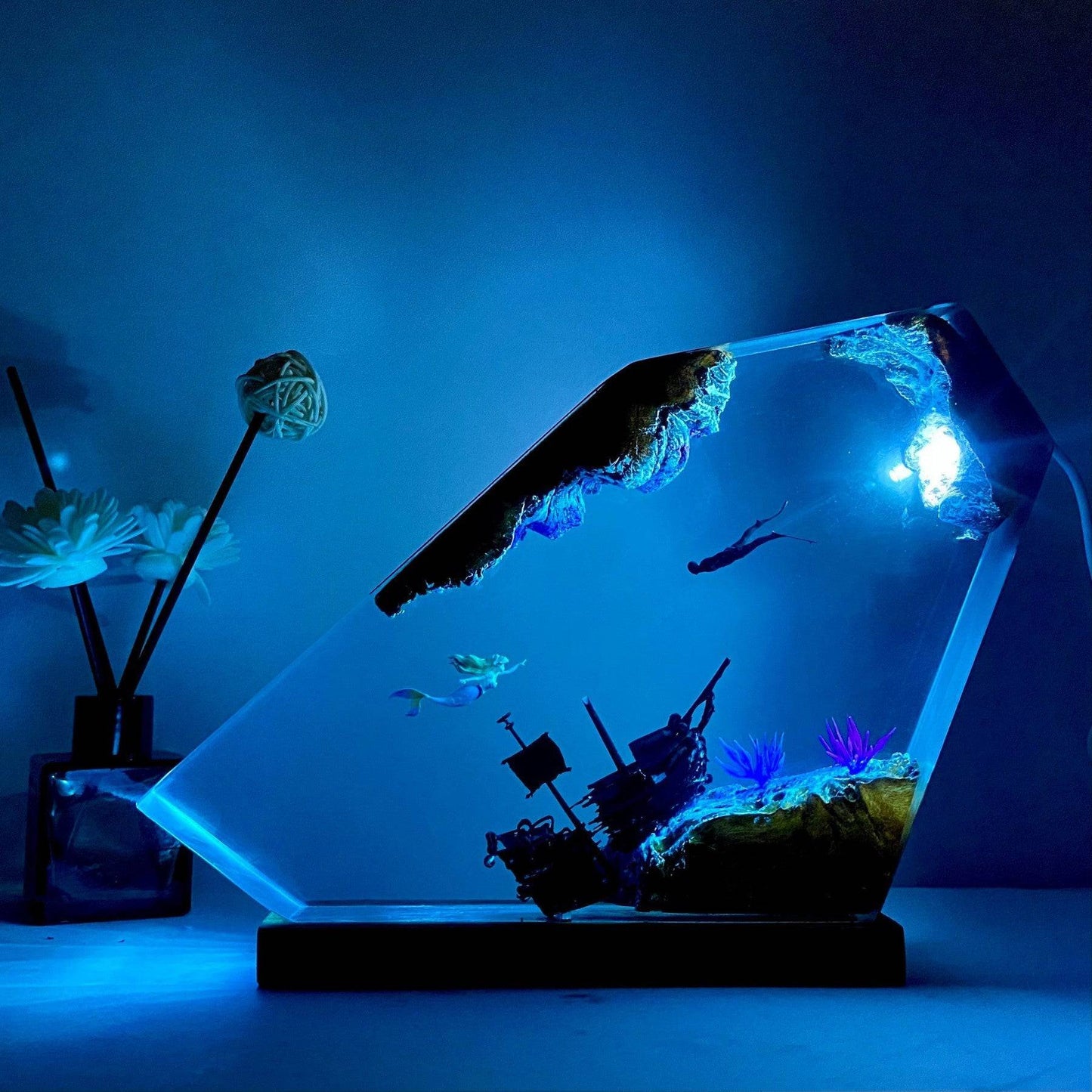 Mermaid Resin Night Light Little Mermaid & Human - OPICRAFT