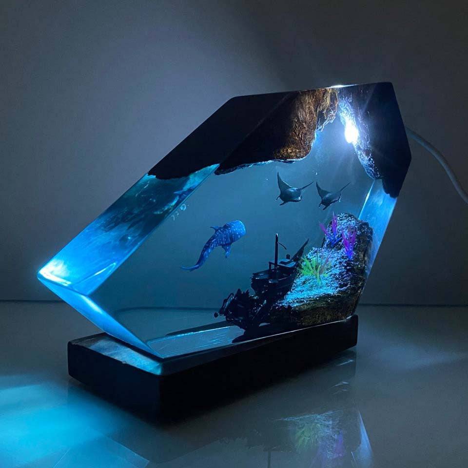 Whale Shark and Rays Resin Night Light - OPICRAFT