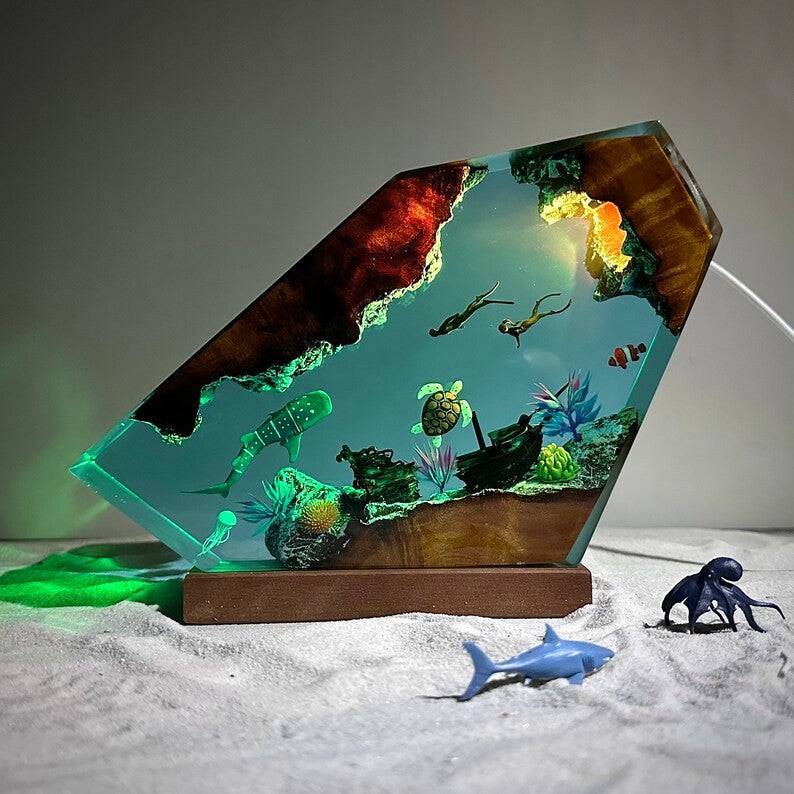 Whale Shark and Turtle Resin Night Light - OPICRAFT
