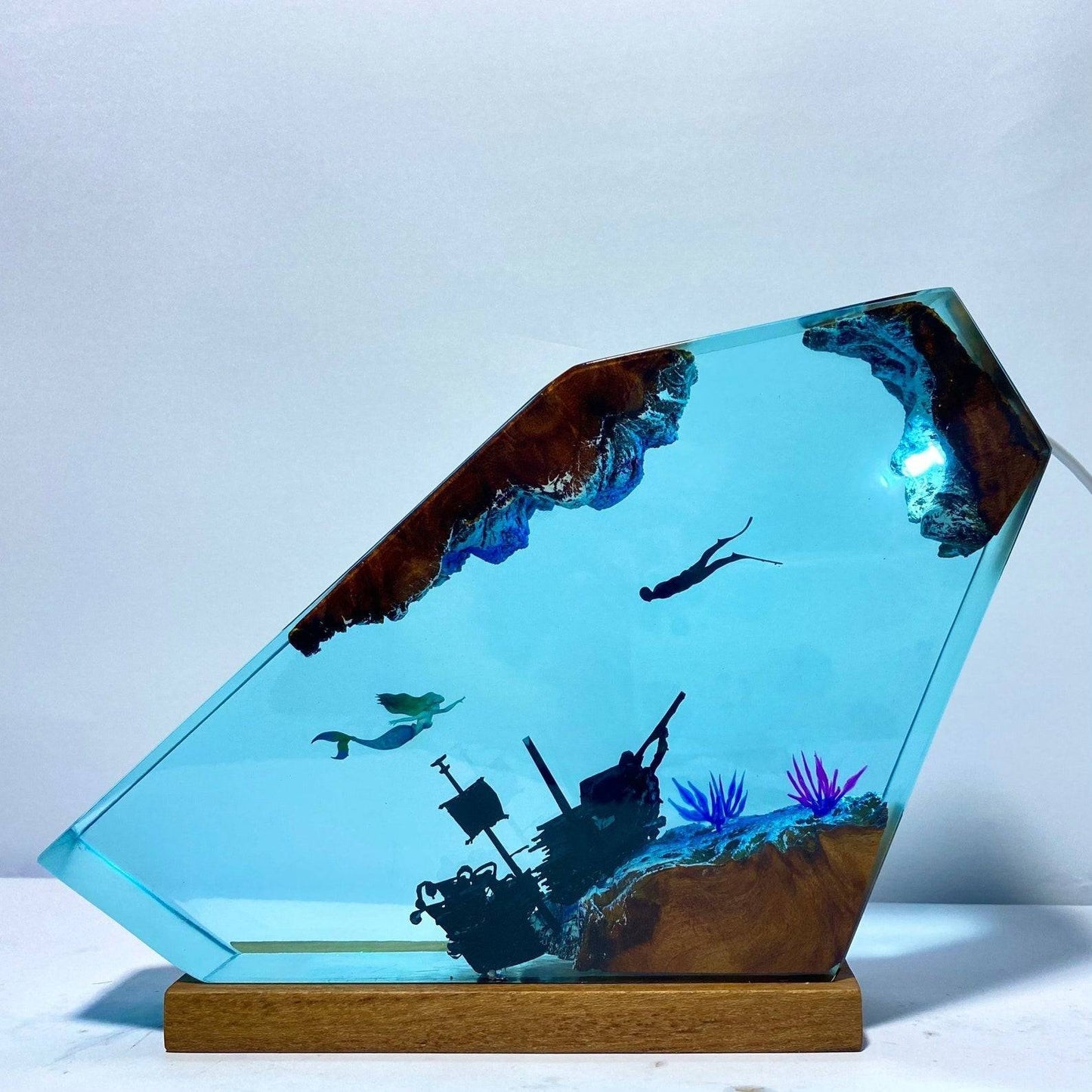Mermaid Resin Night Light Little Mermaid & Human - OPICRAFT