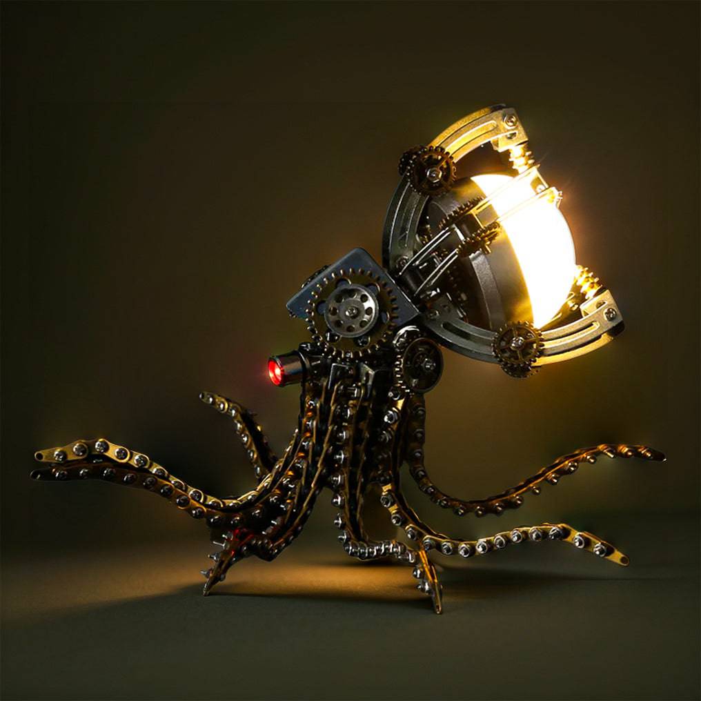 Intricate 3D Metal Steampunk Galaxy Octopus Puzzle & Desk Lamp Set - 1060 PCS for DIY Enthusiasts! - OPICRAFT