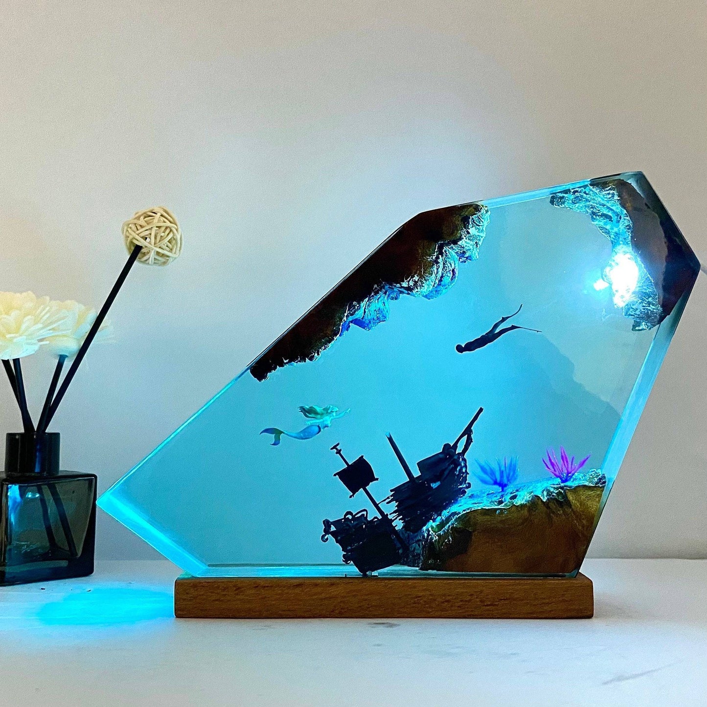 Mermaid Resin Night Light Little Mermaid & Human - OPICRAFT