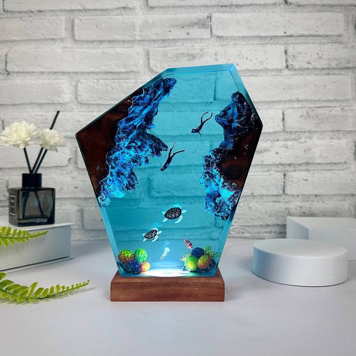 Daddy/Mother Turtle and Baby Turtle Resin Night Light - OPICRAFT