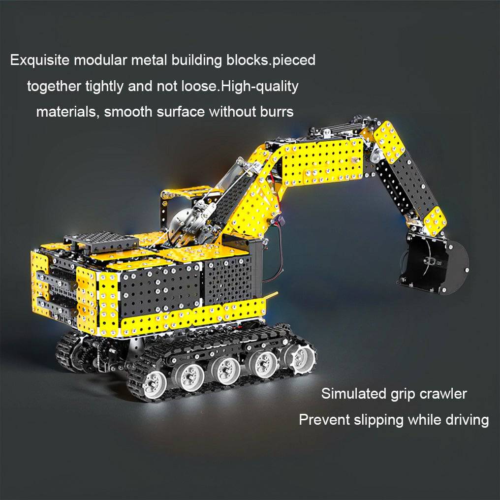Ultimate DIY 3D Metal Alloy RC Excavator Model Kit - 2544 Precision Puzzle Pieces, 2.4G 12 Channel Fun! - OPICRAFT