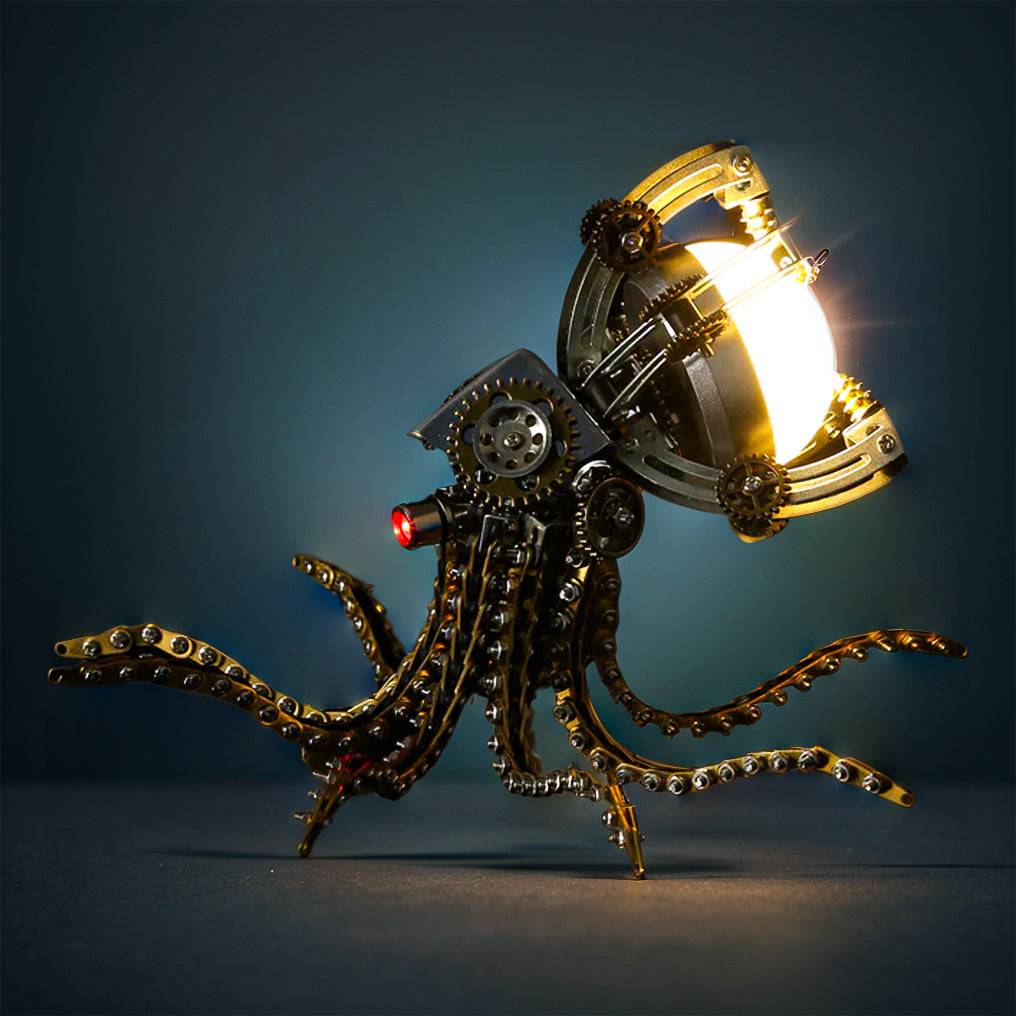 Intricate 3D Metal Steampunk Galaxy Octopus Puzzle & Desk Lamp Set - 1060 PCS for DIY Enthusiasts! - OPICRAFT