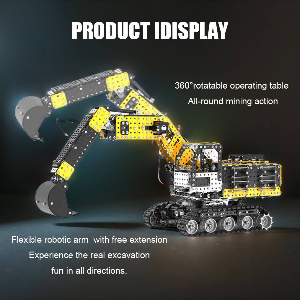 Ultimate DIY 3D Metal Alloy RC Excavator Model Kit - 2544 Precision Puzzle Pieces, 2.4G 12 Channel Fun! - OPICRAFT