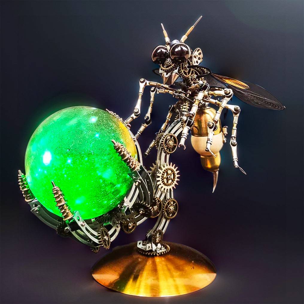 Intricate 3D Steampunk Wasp Model Kit – Engaging 627-Piece Puzzle with Scenic Base - OPICRAFT