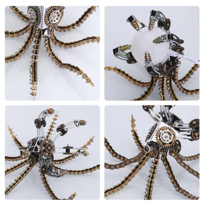 Intricate 3D Metal Steampunk Galaxy Octopus Puzzle & Desk Lamp Set - 1060 PCS for DIY Enthusiasts! - OPICRAFT