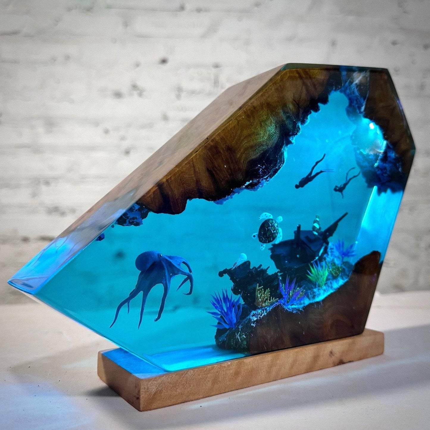 Hot Sale!! Octopus and Diver Resin Night Light - OPICRAFT