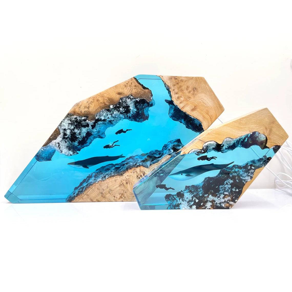 Blue Whale Couple Diver Resin Night Light - OPICRAFT