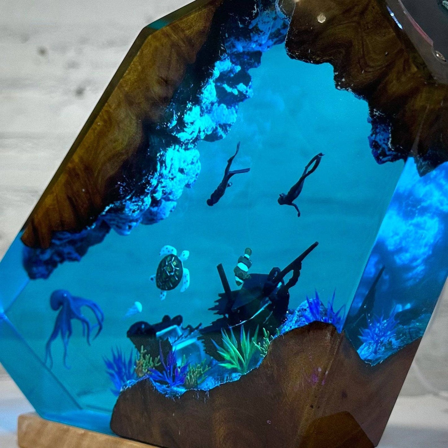 Hot Sale!! Octopus and Diver Resin Night Light - OPICRAFT
