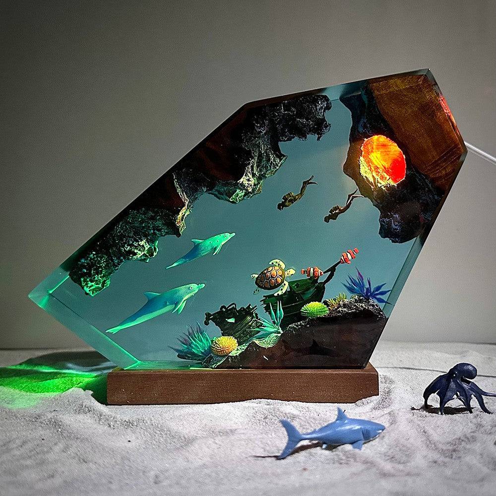 Dolphin and Turtle Resin Night Light - OPICRAFT