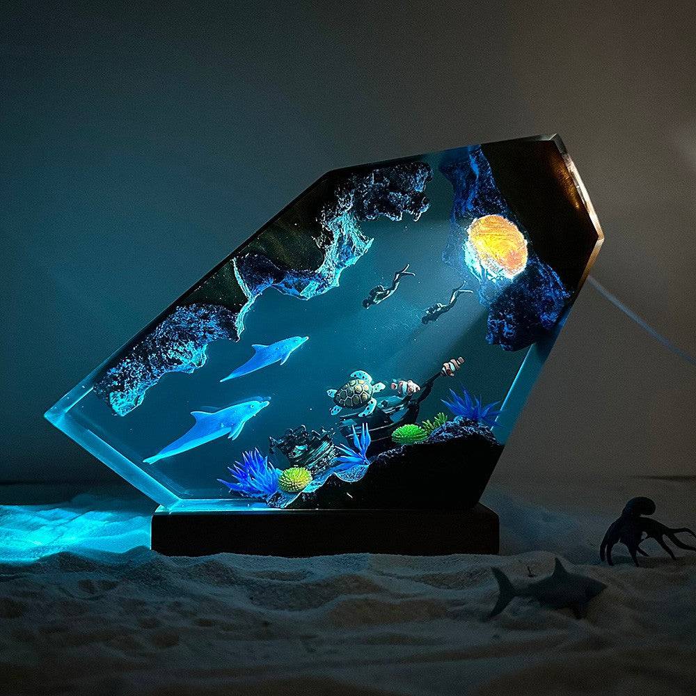 Dolphin and Turtle Resin Night Light - OPICRAFT