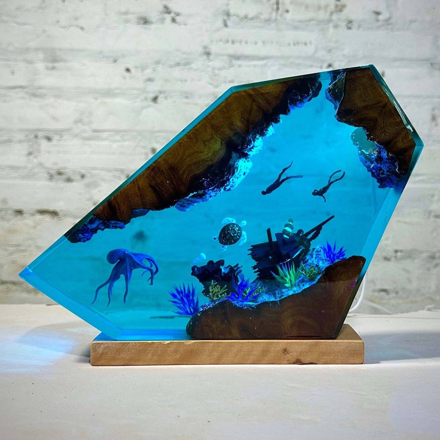 Hot Sale!! Octopus and Diver Resin Night Light - OPICRAFT