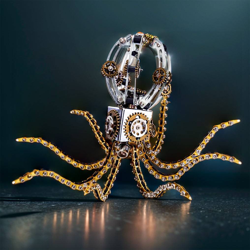 Intricate 3D Metal Steampunk Galaxy Octopus Puzzle & Desk Lamp Set - 1060 PCS for DIY Enthusiasts! - OPICRAFT