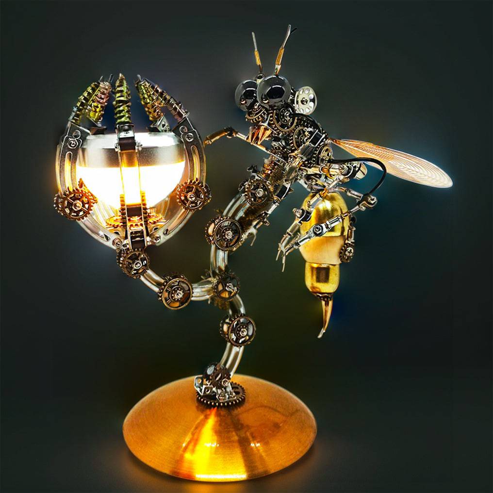 Intricate 3D Steampunk Wasp Model Kit – Engaging 627-Piece Puzzle with Scenic Base - OPICRAFT