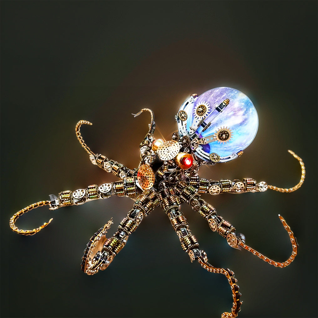 Intricate 3D Steampunk Mechanical Octopus Model Kit – 2400+ Pieces for Creative Builders! - OPICRAFT