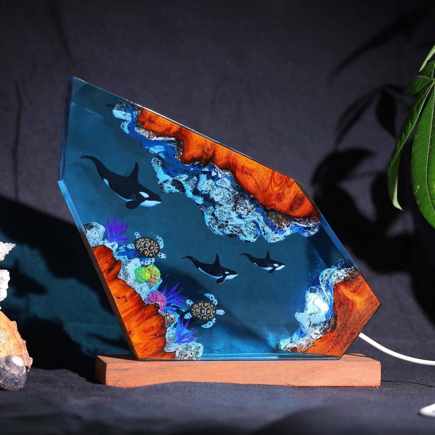 Killer Whale and Turtle Resin Lamp Epoxy Resin Night Light - OPICRAFT