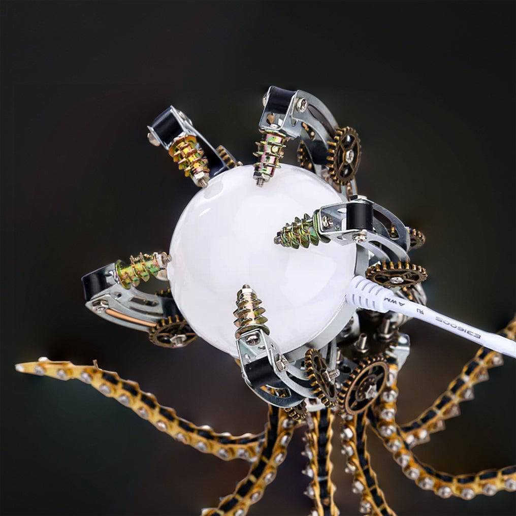 Intricate 3D Metal Steampunk Galaxy Octopus Puzzle & Desk Lamp Set - 1060 PCS for DIY Enthusiasts! - OPICRAFT