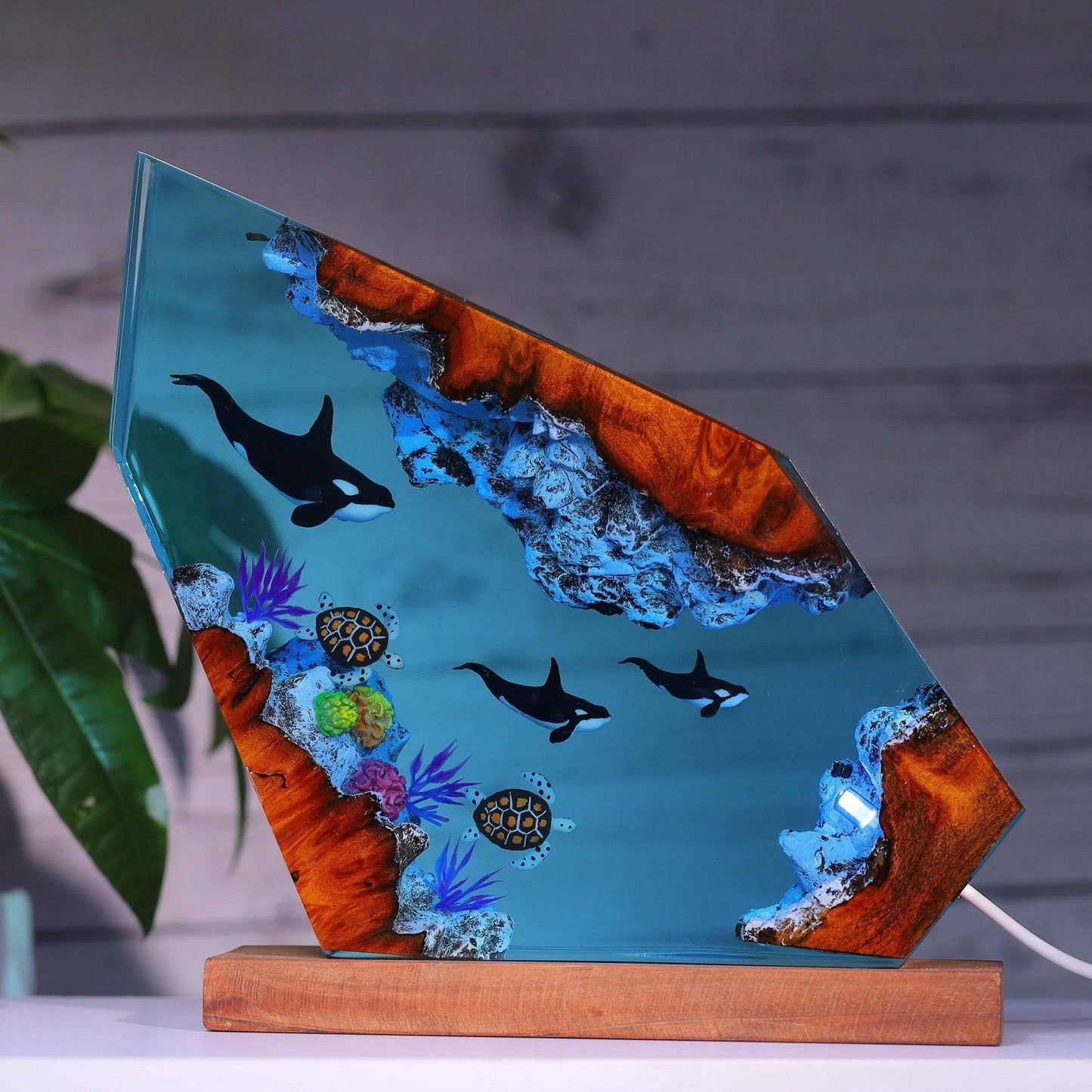 Killer Whale and Turtle Resin Lamp Epoxy Resin Night Light - OPICRAFT