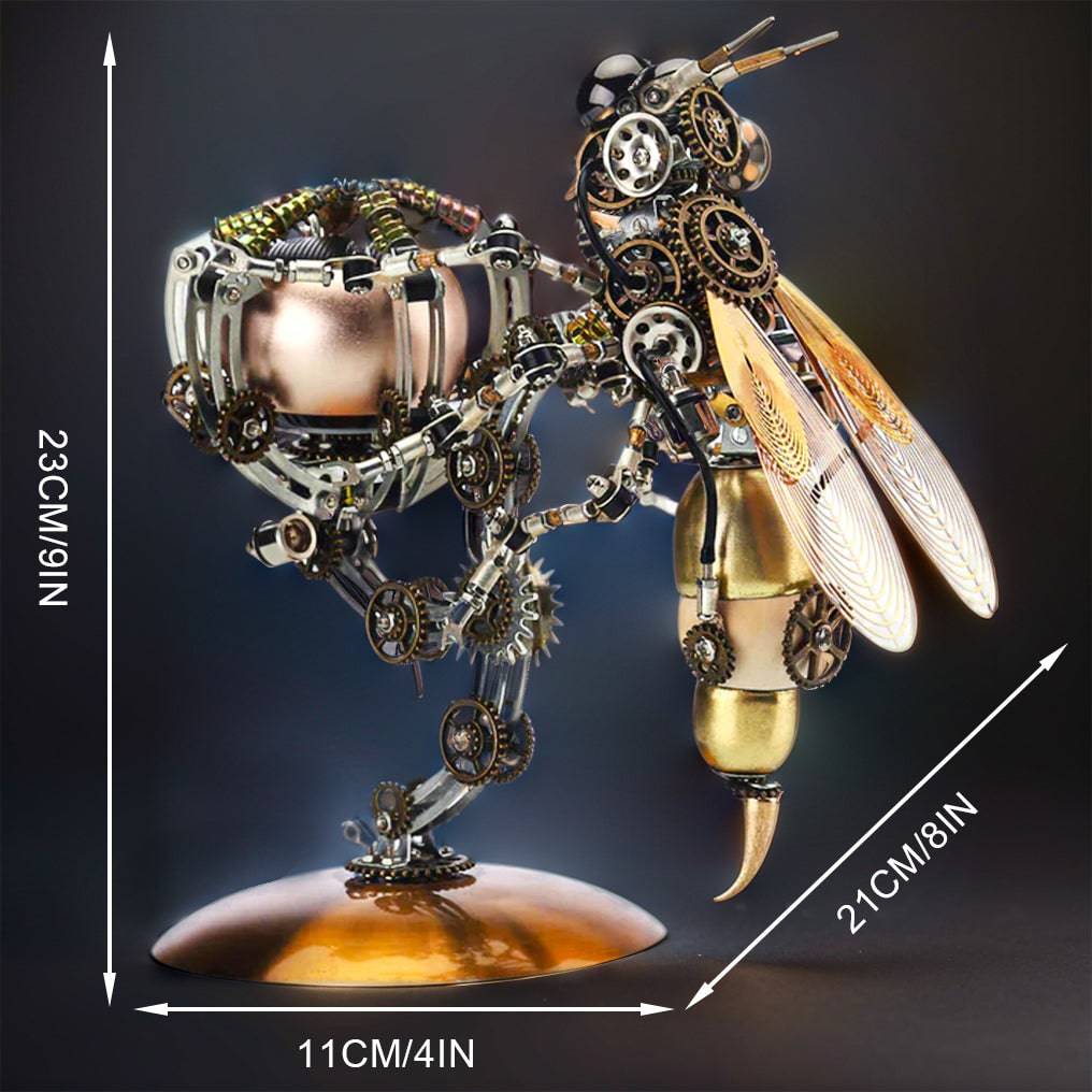 Intricate 3D Steampunk Wasp Model Kit – Engaging 627-Piece Puzzle with Scenic Base - OPICRAFT