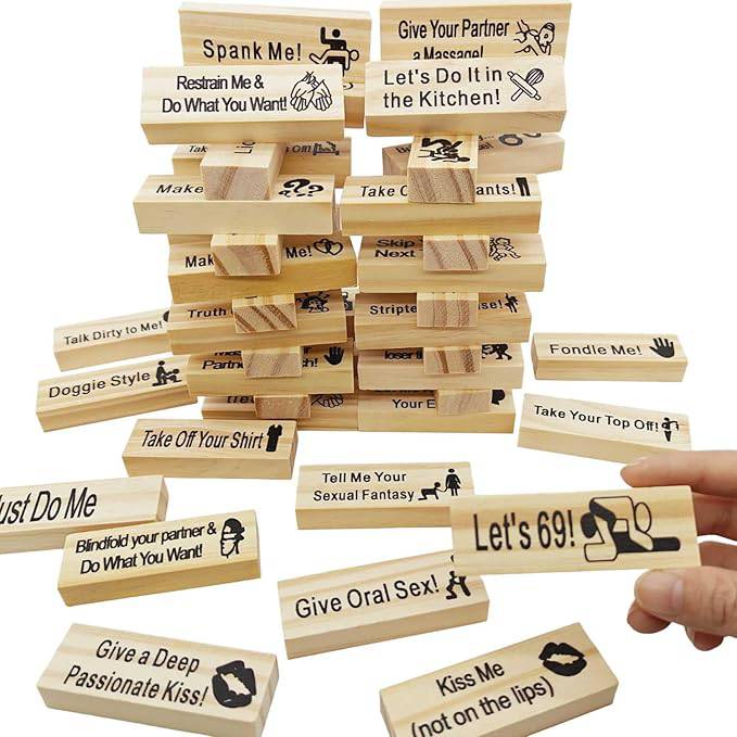 FlirtStack: 48pcs Naughty Block Tower Game for Couples – Sexy Date Night, Romantic Fun, and Valentine’s Gift Ideas - OPICRAFT