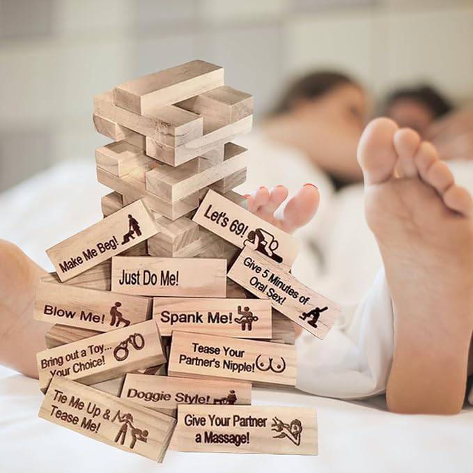 FlirtStack: 48pcs Naughty Block Tower Game for Couples – Sexy Date Night, Romantic Fun, and Valentine’s Gift Ideas - OPICRAFT