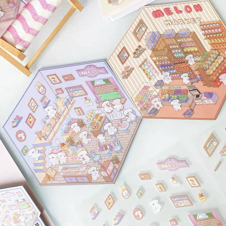 Create Adorable Sticker Scenes with Dog-Themed Bakery Shop|Market - OPICRAFT