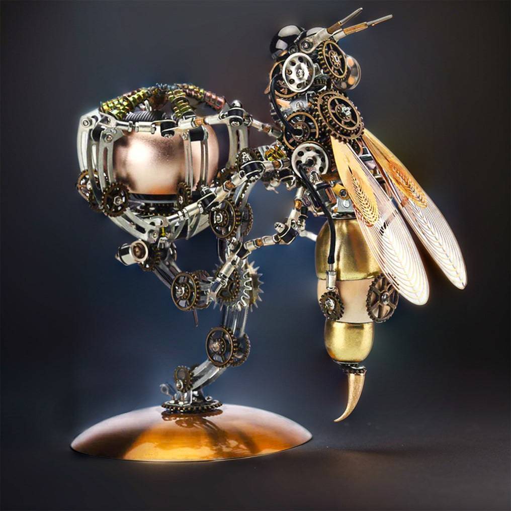 Intricate 3D Steampunk Wasp Model Kit – Engaging 627-Piece Puzzle with Scenic Base - OPICRAFT