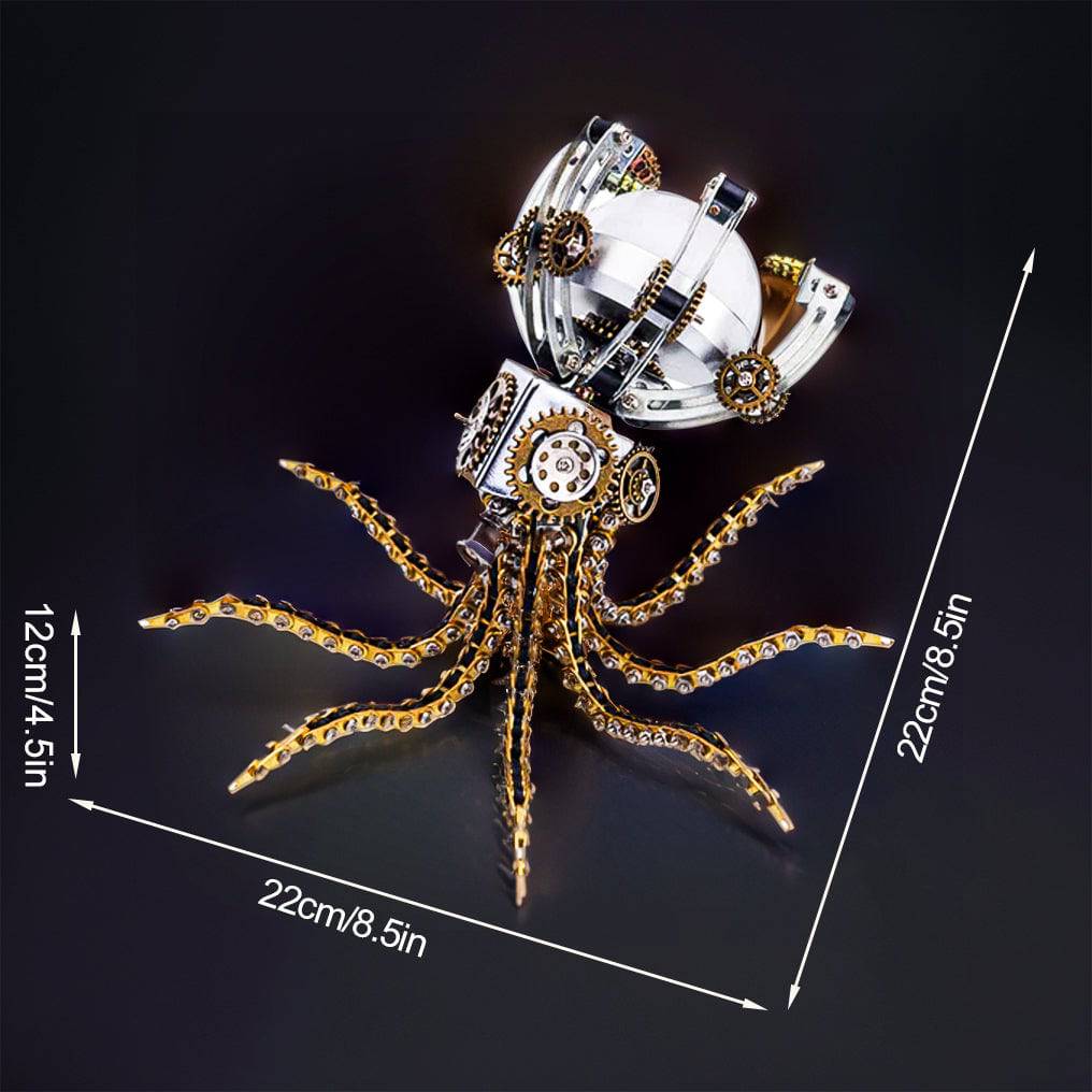 Intricate 3D Metal Steampunk Galaxy Octopus Puzzle & Desk Lamp Set - 1060 PCS for DIY Enthusiasts! - OPICRAFT