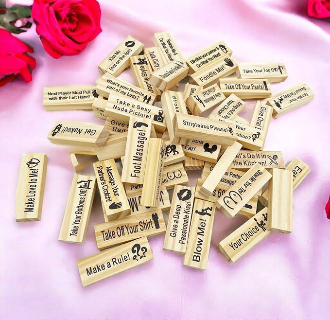 FlirtStack: 48pcs Naughty Block Tower Game for Couples – Sexy Date Night, Romantic Fun, and Valentine’s Gift Ideas - OPICRAFT