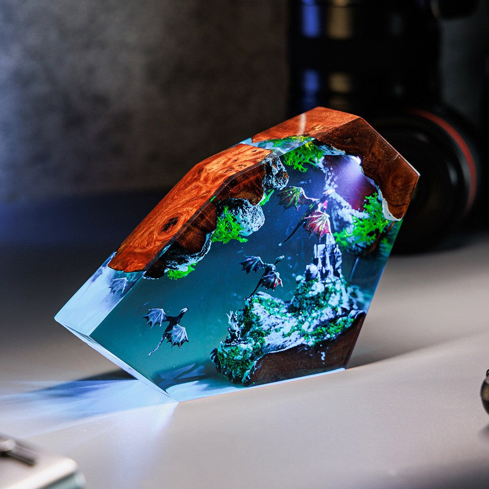 Fire Dragon and Ice Dragon Resin Lamp - OPICRAFT