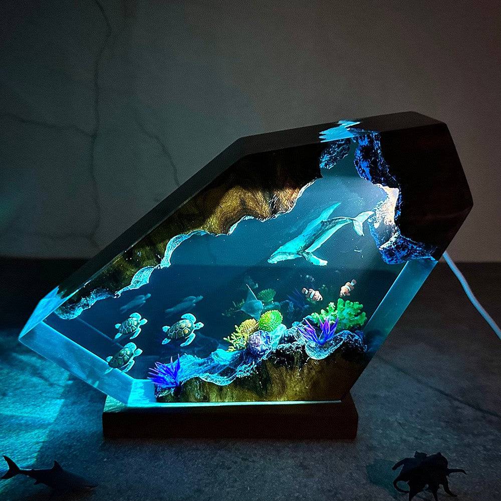 Giant Humpback Whale and Turtles Resin Night Light - OPICRAFT