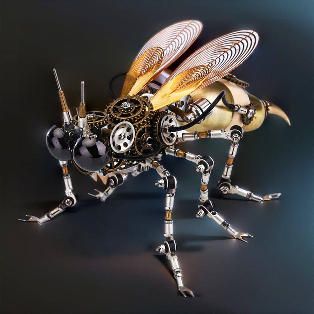 Intricate 3D Steampunk Wasp Model Kit – Engaging 627-Piece Puzzle with Scenic Base - OPICRAFT