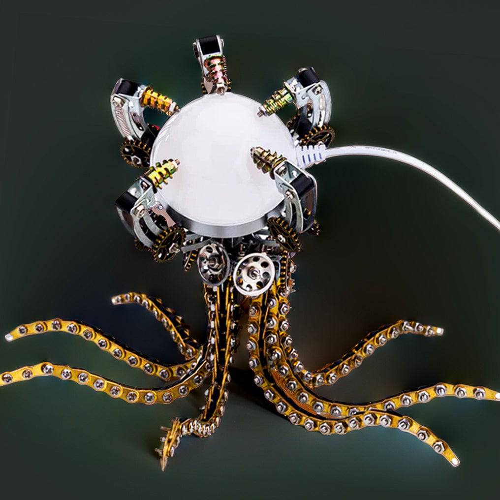 Intricate 3D Metal Steampunk Galaxy Octopus Puzzle & Desk Lamp Set - 1060 PCS for DIY Enthusiasts! - OPICRAFT