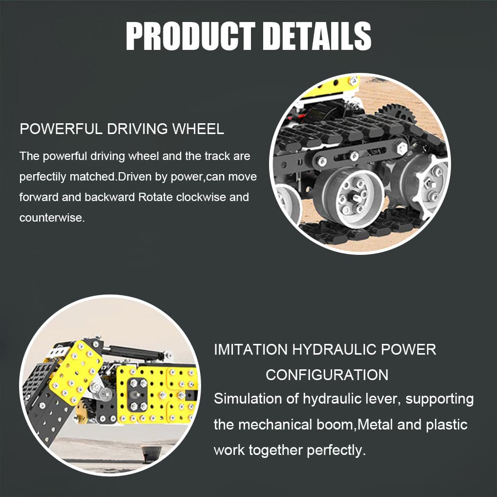 Ultimate DIY 3D Metal Alloy RC Excavator Model Kit - 2544 Precision Puzzle Pieces, 2.4G 12 Channel Fun! - OPICRAFT