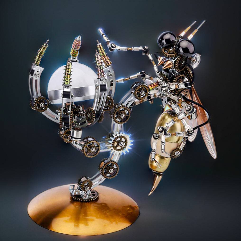 Intricate 3D Steampunk Wasp Model Kit – Engaging 627-Piece Puzzle with Scenic Base - OPICRAFT