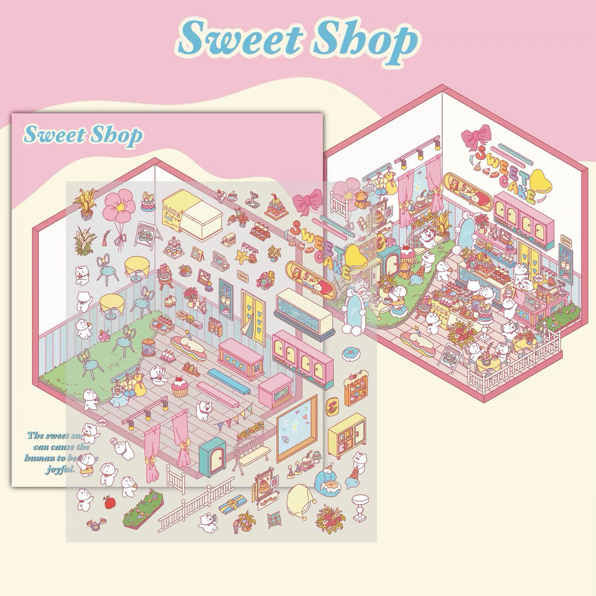 Shop Sticker Scenes! Create DIY Bookstore|Izakaya|Sweet Cake|Burger Shop|Hotpot Restaurant - OPICRAFT