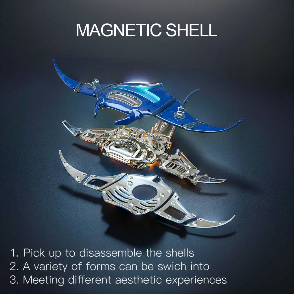 Illuminate Your Imagination: 3D Metal Mechanical Manta Ray Model Kit - Over 200 Pieces for a Stunning Assembly Experience! - OPICRAFT