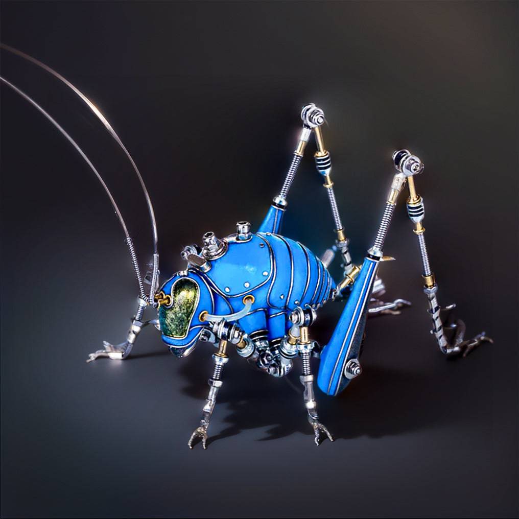 Intricate 3D Metal Steampunk Blue Cricket Mechanical Puzzle Kit – Craft Your Own Masterpiece! - OPICRAFT