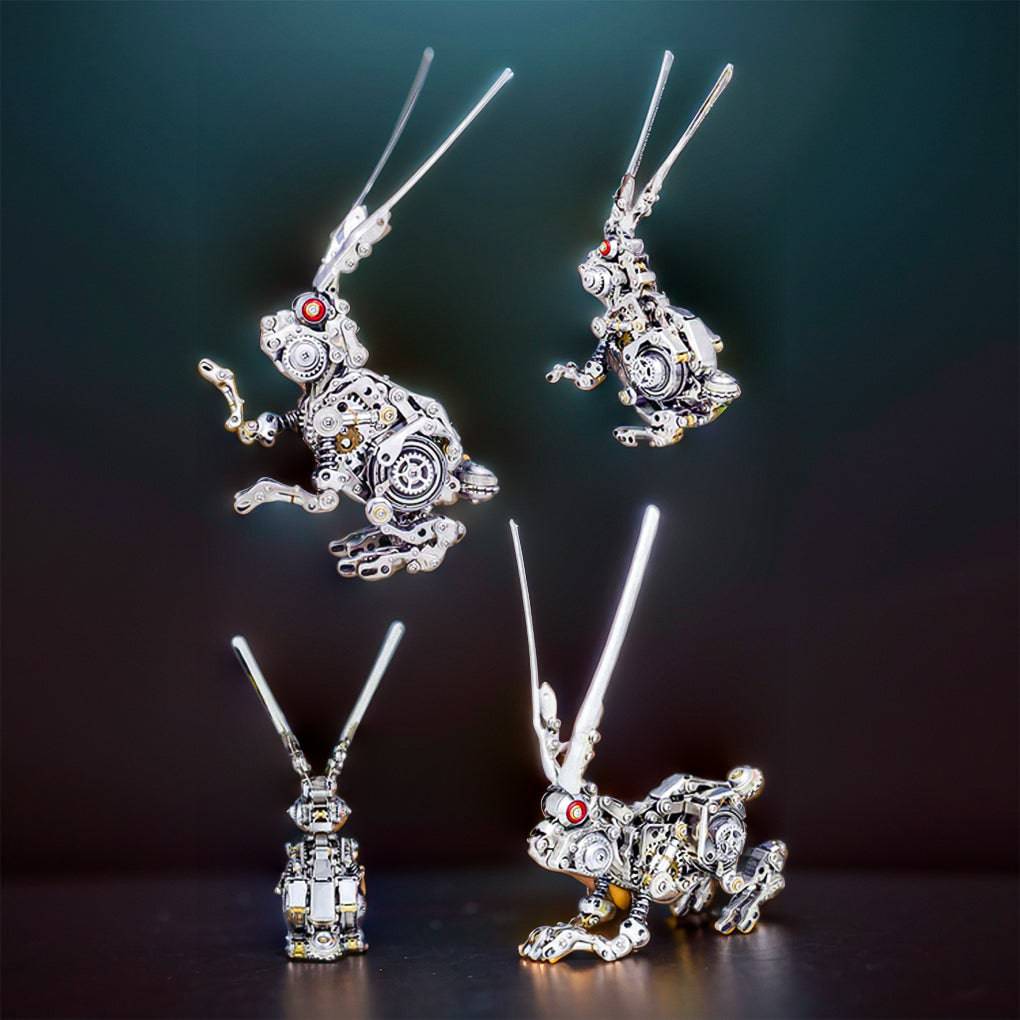Intriguing DIY 3D Metal Punk Mechanical Rabbit Puzzle Assembly Kit - 500 Pieces of Fun! - OPICRAFT