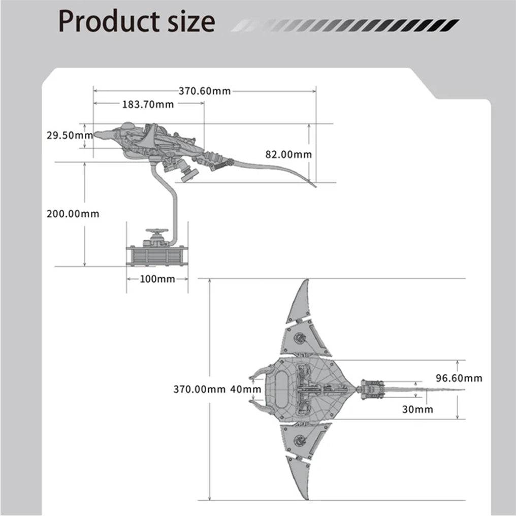 Illuminate Your Imagination: 3D Metal Mechanical Manta Ray Model Kit - Over 200 Pieces for a Stunning Assembly Experience! - OPICRAFT