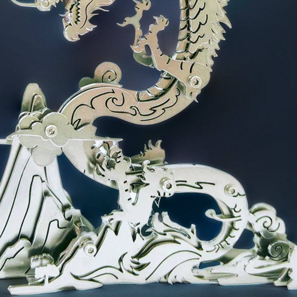 Enchanting 3D Metal Dragon Puzzle: Build Your Own Mythical Mountain Guardian Model Kit - OPICRAFT