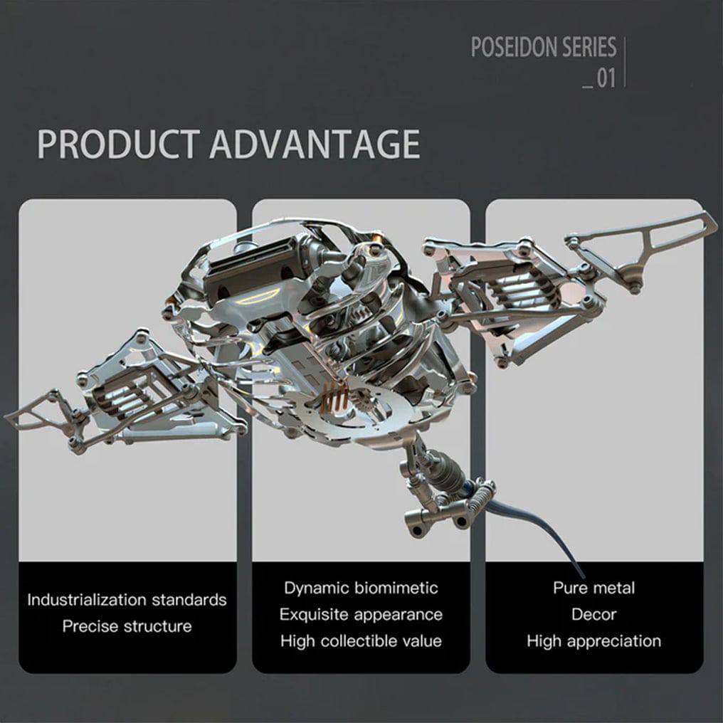 Illuminate Your Imagination: 3D Metal Mechanical Manta Ray Model Kit - Over 200 Pieces for a Stunning Assembly Experience! - OPICRAFT