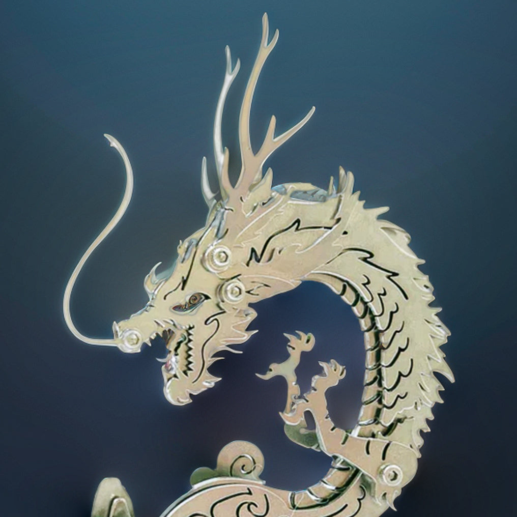 Enchanting 3D Metal Dragon Puzzle: Build Your Own Mythical Mountain Guardian Model Kit - OPICRAFT