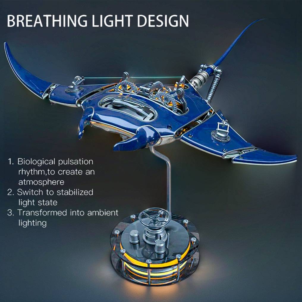 Illuminate Your Imagination: 3D Metal Mechanical Manta Ray Model Kit - Over 200 Pieces for a Stunning Assembly Experience! - OPICRAFT