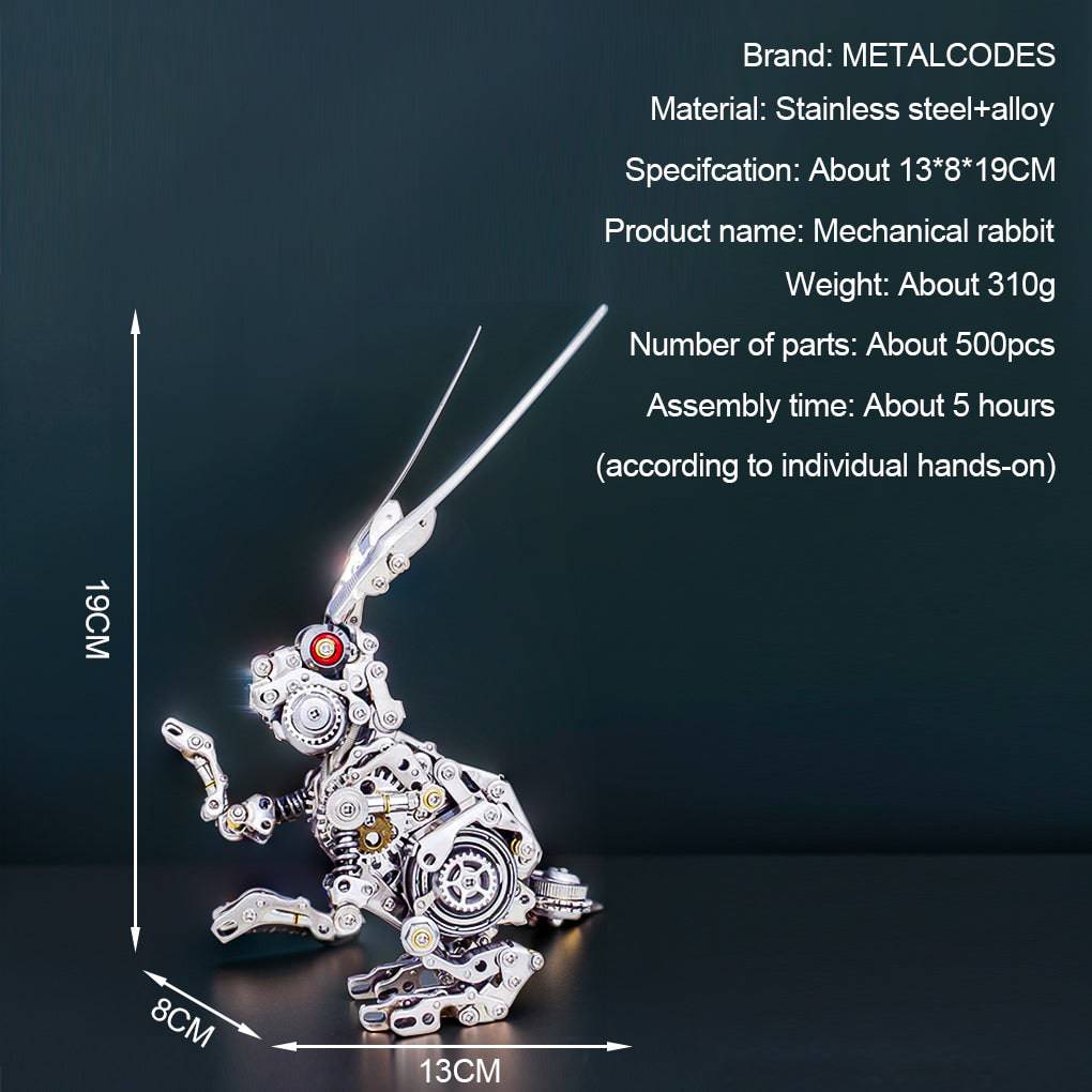 Intriguing DIY 3D Metal Punk Mechanical Rabbit Puzzle Assembly Kit - 500 Pieces of Fun! - OPICRAFT