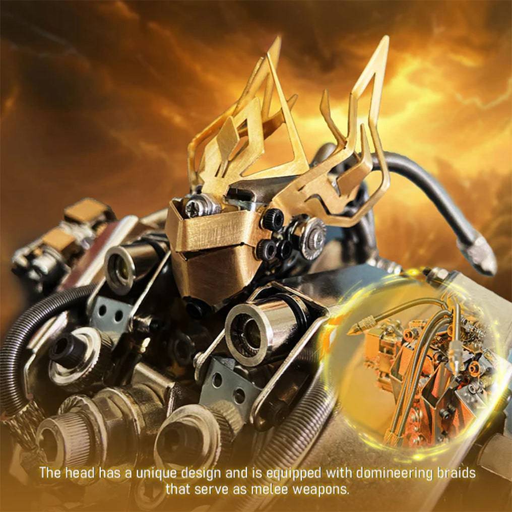 Intricate DIY 3D Steampunk Protoss Mecha Metal Model Kit with LED Lights - Over 1020 Pieces! - OPICRAFT