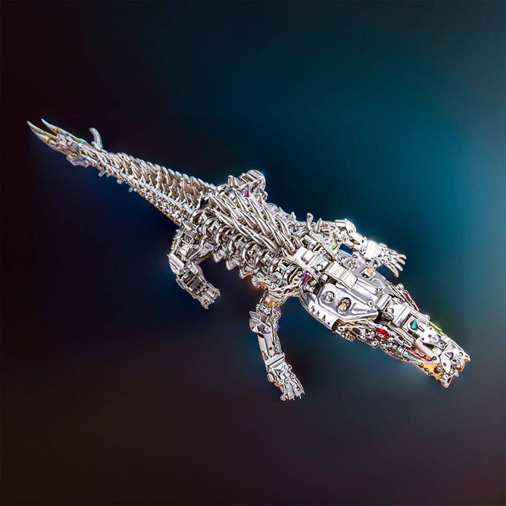 Engaging 3D Metal Mechanical Crocodile Puzzle Model Kit – Over 1500 Intricate Pieces for Fun Assembly! - OPICRAFT