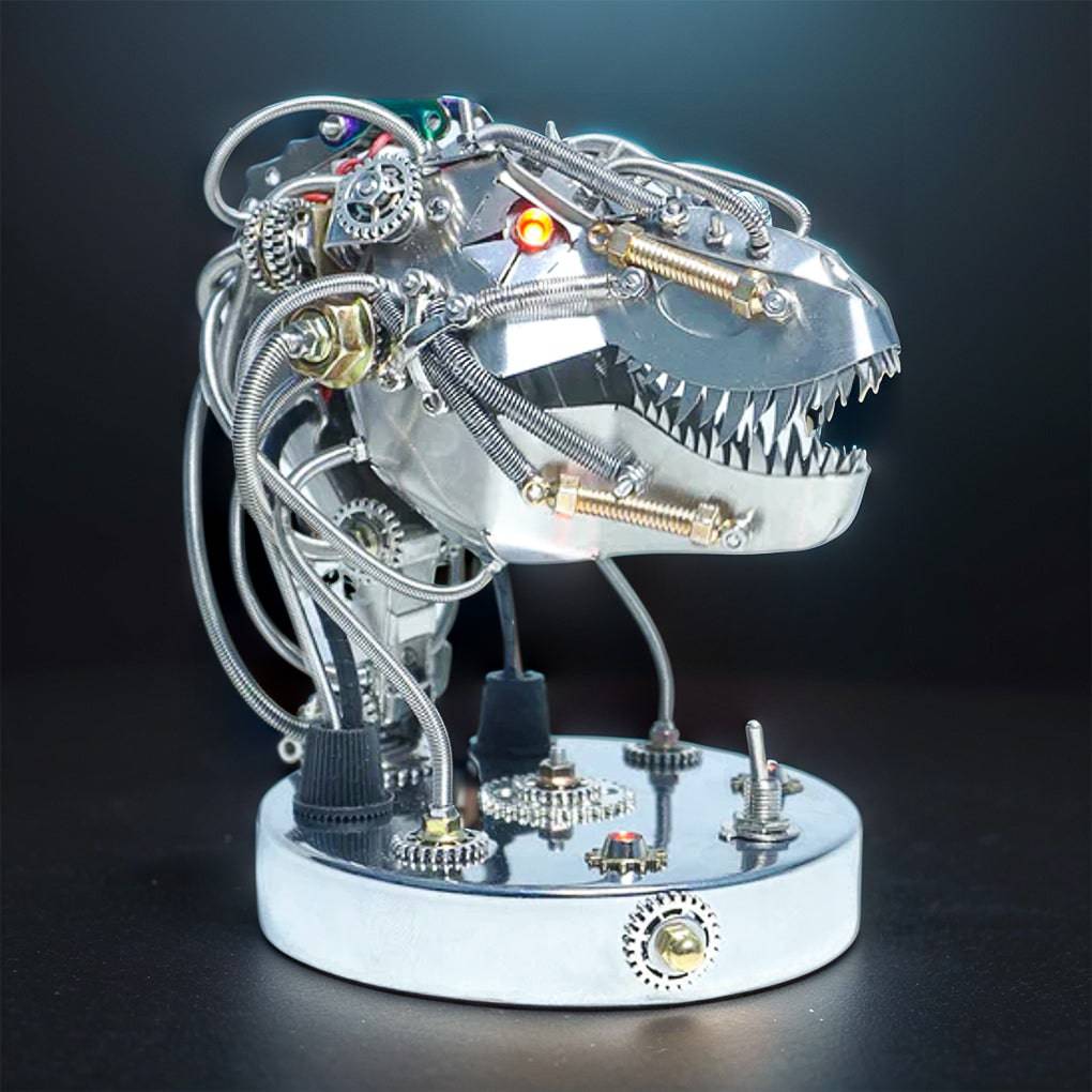 Create Your Own 3D Metal Steampunk Mechanical Dinosaur Head Model Kit - Over 180 Intricate Pieces! - OPICRAFT